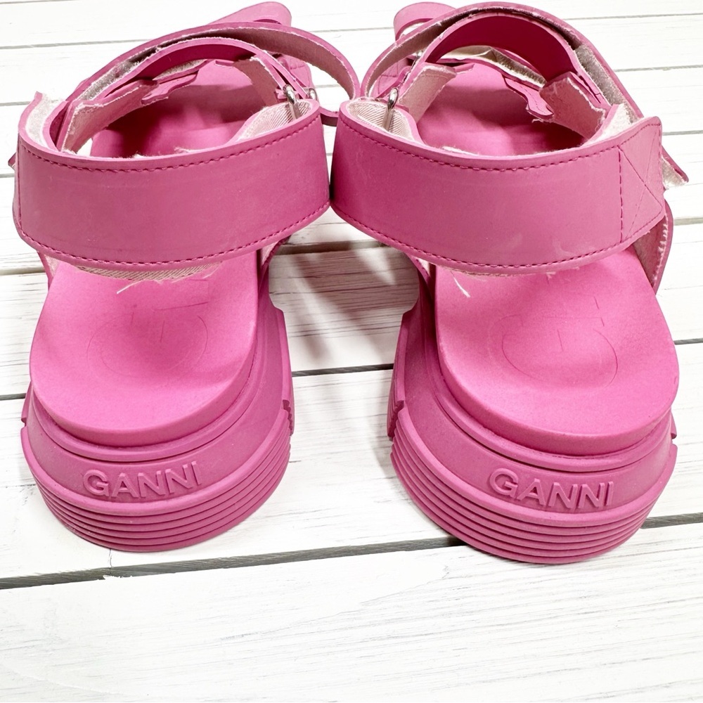 GANNI Recycled Rubber Chunky Logo Pink Platform Sandal 40 - Picture 11 of 12